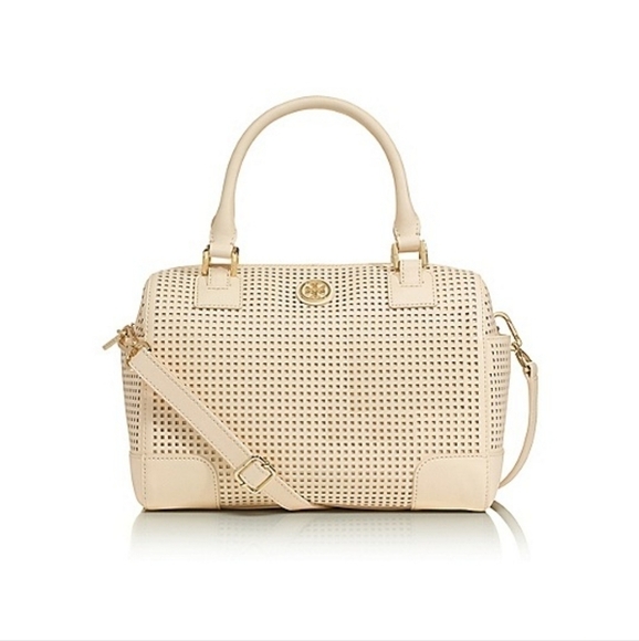 Tory Burch Robinson Perforated Middy Satchel - Picture 2 of 12
